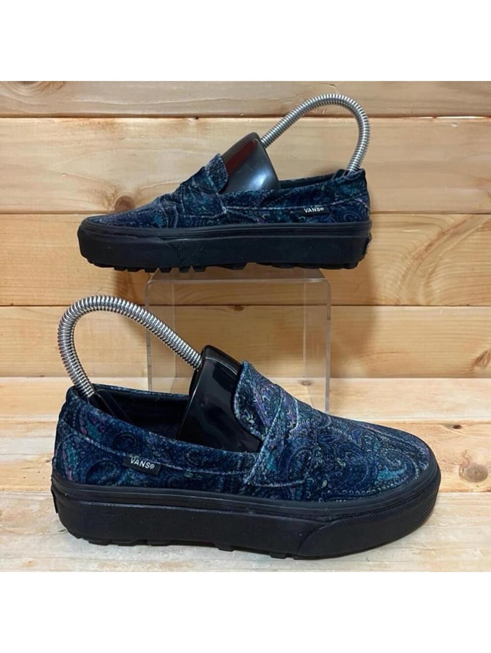 VANS Style 53 Velvet Paisley Dark Blue Slip On Shoes - Mens 4 / Womens 5.5